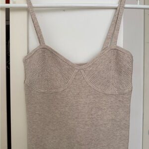 Madewell Beige Ribbed Knit Tank Top